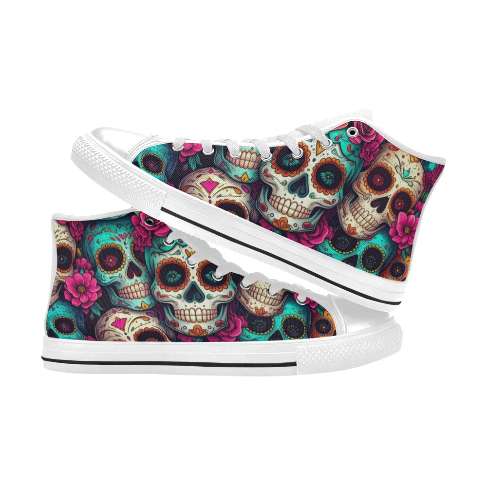 MEN'S Dia De Los Muertos High Top Canvas Dark Academia Custom Sneakers