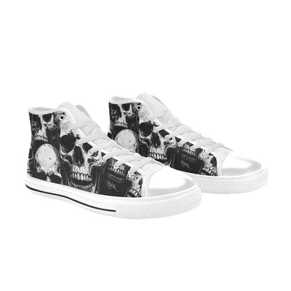 MEN'S Aggressive Comic Skull Black High Top Canvas Aesthetic Custom Sneakers