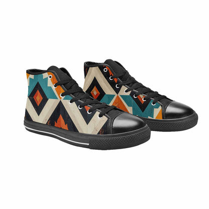 MEN'S Southwestern Geometric Diamond High Top Canvas Neon Fantasy Shoes