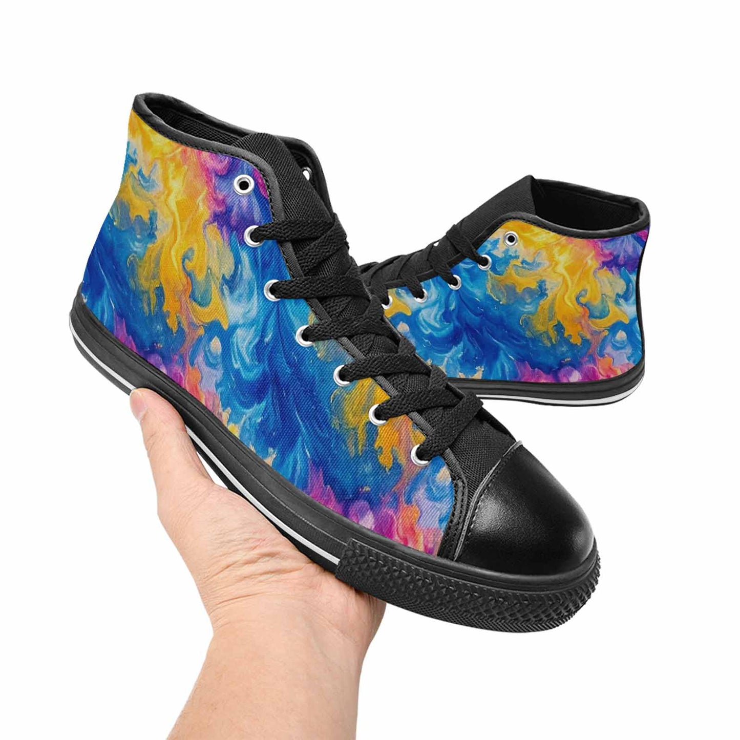 MEN'S Tie Dye Swirl High Top Canvas Surreal Custom Sneakers