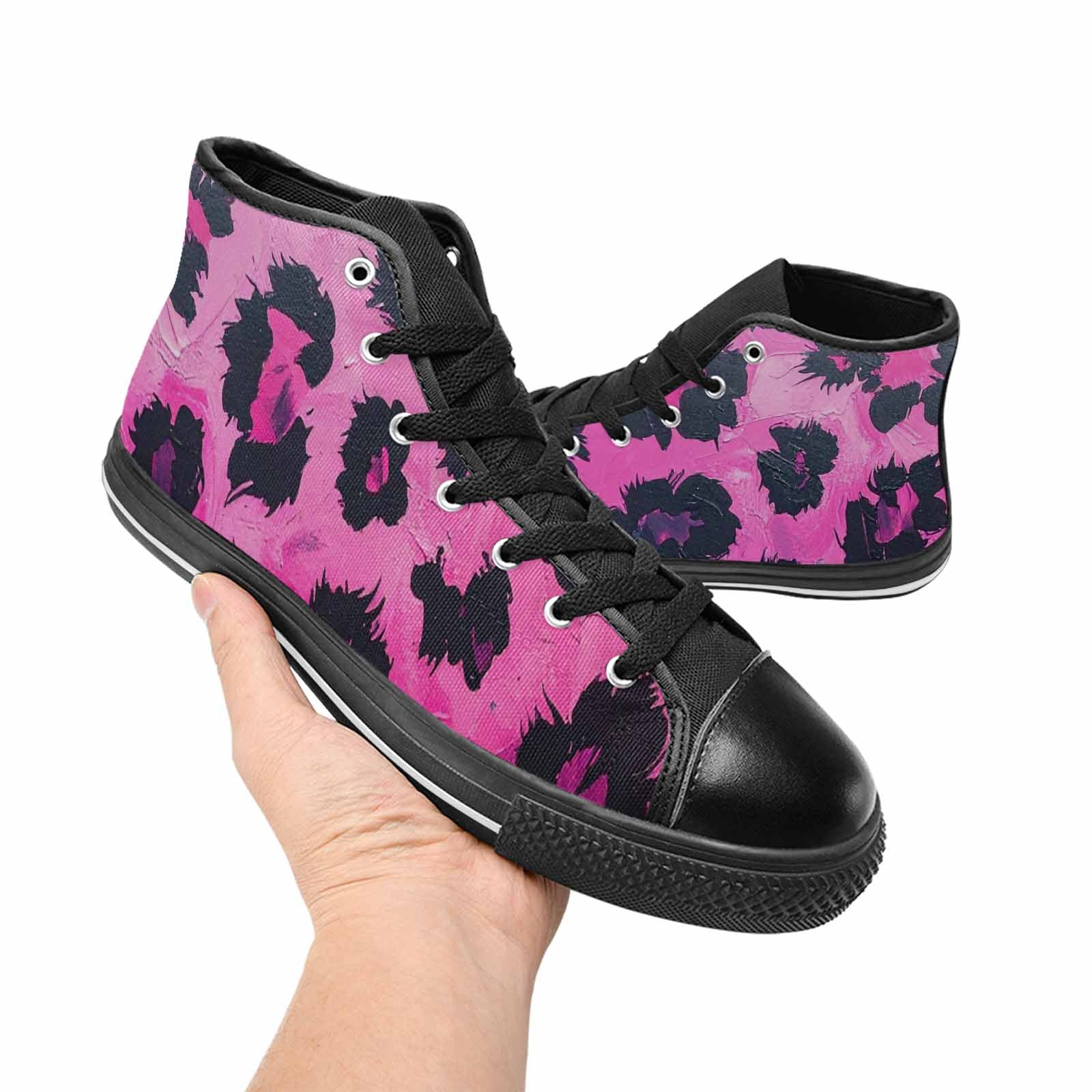 MEN'S Leopard Neon Pink Teal Airbrush High Top Canvas Y2K Custom Sneakers