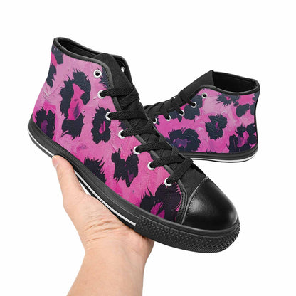 MEN'S Leopard Neon Pink Teal Airbrush High Top Canvas Y2K Custom Sneakers