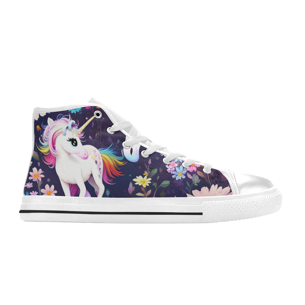 WOMEN'S Unicorns Please 4 High Top Canvas Vibrant Chaos Custom Sneakers