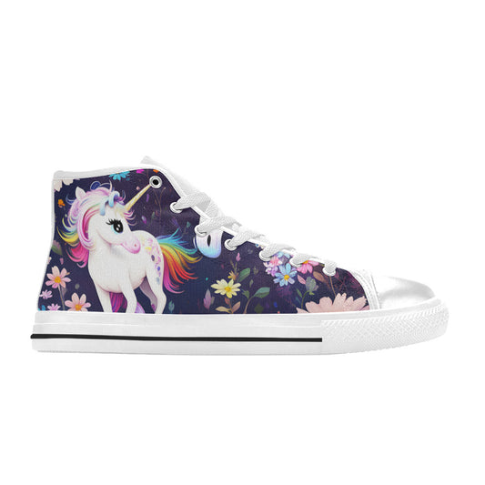 WOMEN'S Unicorns Please 4 High Top Canvas Vibrant Chaos Custom Sneakers