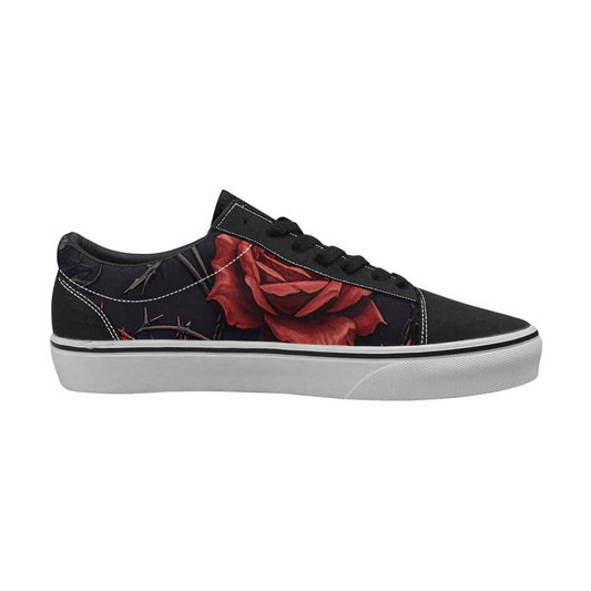WOMEN'S Black Gothic Rose Canvas Lace-Up Surreal Custom Shoes