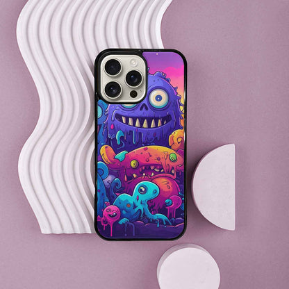 iPhone 16 Pro Max Case — Overlapping Endlessly No Empty Space Monsters, Custom Printed Phone Case