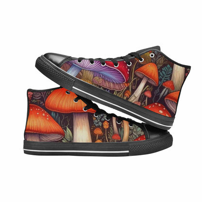 MEN'S Mushroom High Top Canvas Wallpaper Art Custom Shoes