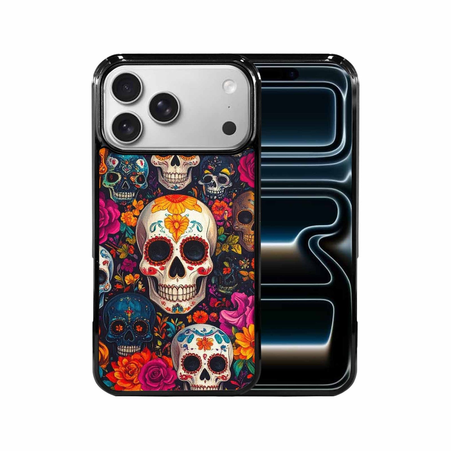 iPhone 17 Pro Max Case — Small Skull Pattern, Randomly Gothic Skulls, Custom Printed Phone Case