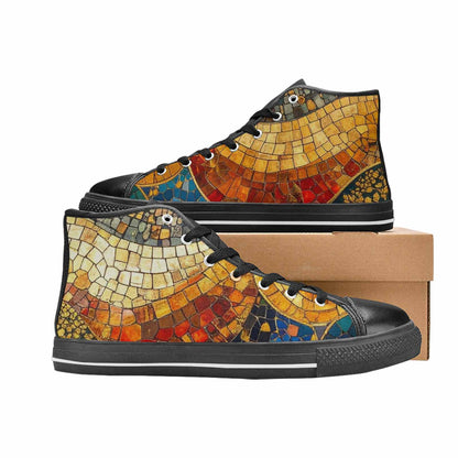 MEN'S Klimt-Style Gold Leaf High Top Canvas Wallpaper Art Custom Shoes
