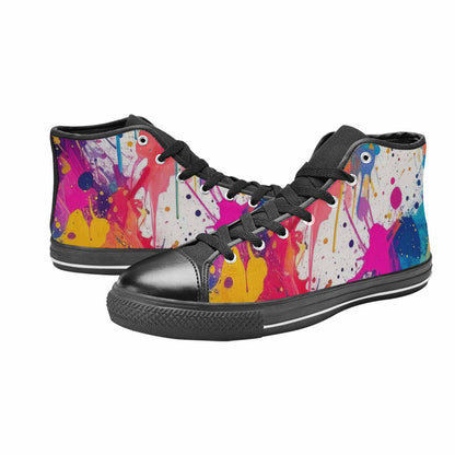 WOMEN'S Paint Splatter High Top Canvas Grunge Sneakers