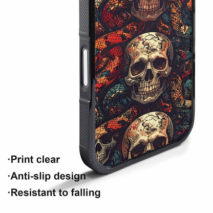 iPhone 17 Pro Max Case — Snake Skulls Print Gothic Skulls, Custom Made Phone Cover