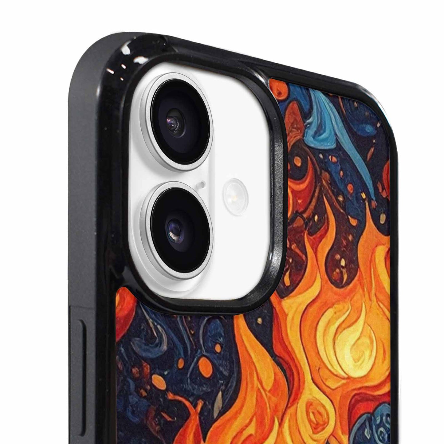 iPhone 17 Case — Small Fire Flame Pattern, Original Art, Custom Printed Phone Case