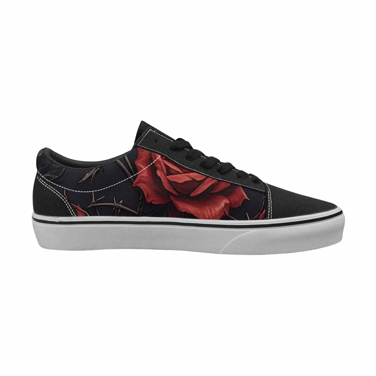 MEN'S Black Gothic Rose Canvas Lace-Up Dreamcore Custom Sneakers