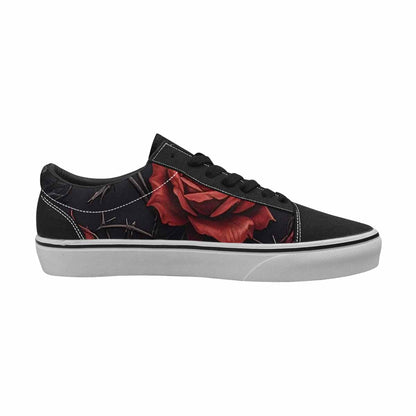 MEN'S Black Gothic Rose Canvas Lace-Up Dreamcore Custom Sneakers