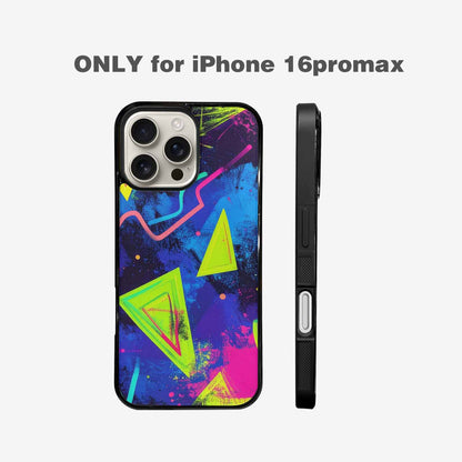 iPhone 16 Pro Max Case — Memphis Squiggles Triangles Dots, Custom Phone Case