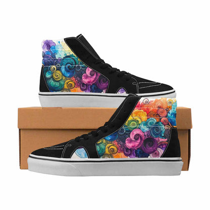 MEN'S Tie Dye Black & Blue Ink High Top Canvas Unique Print Aesthetic Limited Edition Sneakers