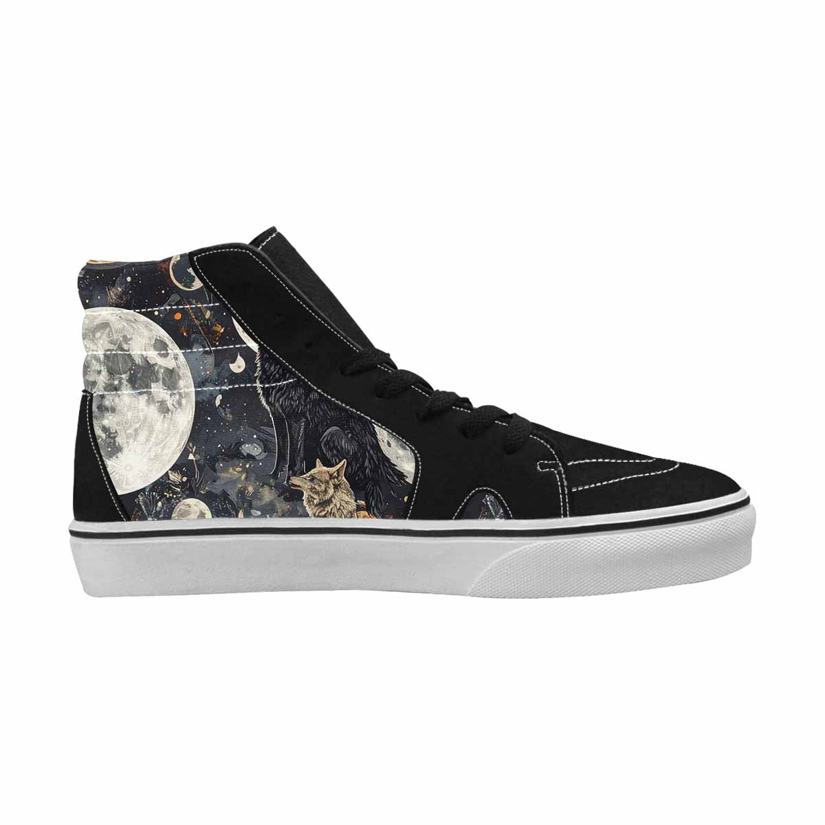 WOMEN'S Wolf Silhouette Moon High Top Canvas Neon Fantasy Custom Shoes