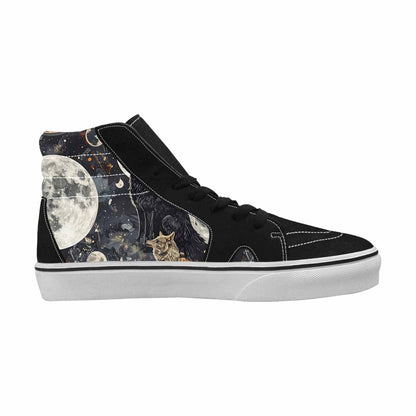 WOMEN'S Wolf Silhouette Moon High Top Canvas Neon Fantasy Custom Shoes