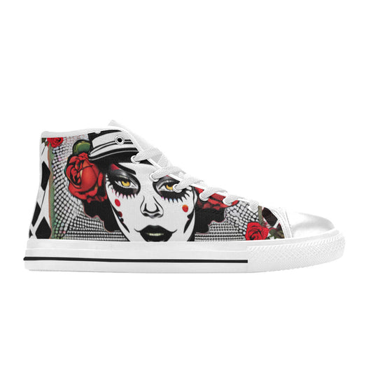 WOMEN'S Clown Woman Roses High Top Canvas Dark Academia Sneakers