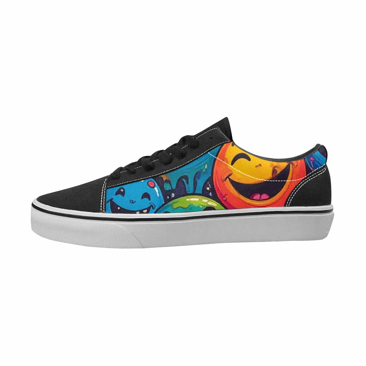 MEN'S Smiley Face Canvas Artist-designed Wallpaper Art Custom Kicks