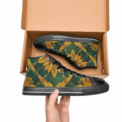 MEN'S Sunflower Mandala Kaleidoscope High Top Canvas Cottagecore Shoes