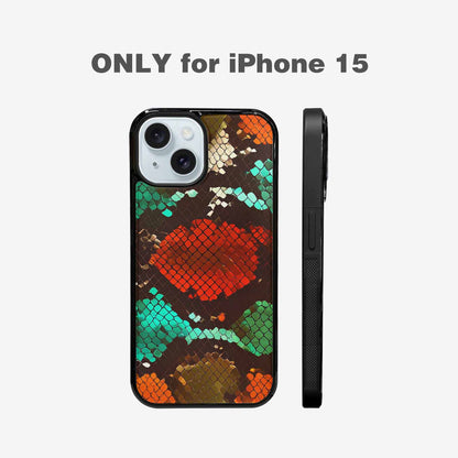 iPhone 15 Case — Snake Print Dark Seamless Pattern Vibrant, Custom Print Case Cover