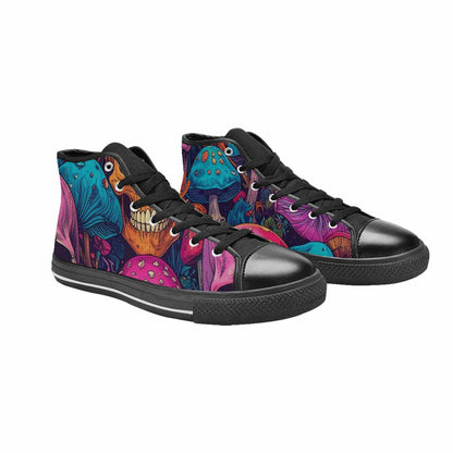 MEN'S Mushroom Skull High Top Canvas Cottagecore Custom Sneakers