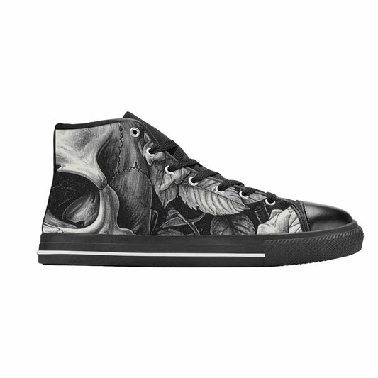 WOMEN'S Skulls Roses Pen Ink High Top Canvas Dreamcore Custom Sneakers