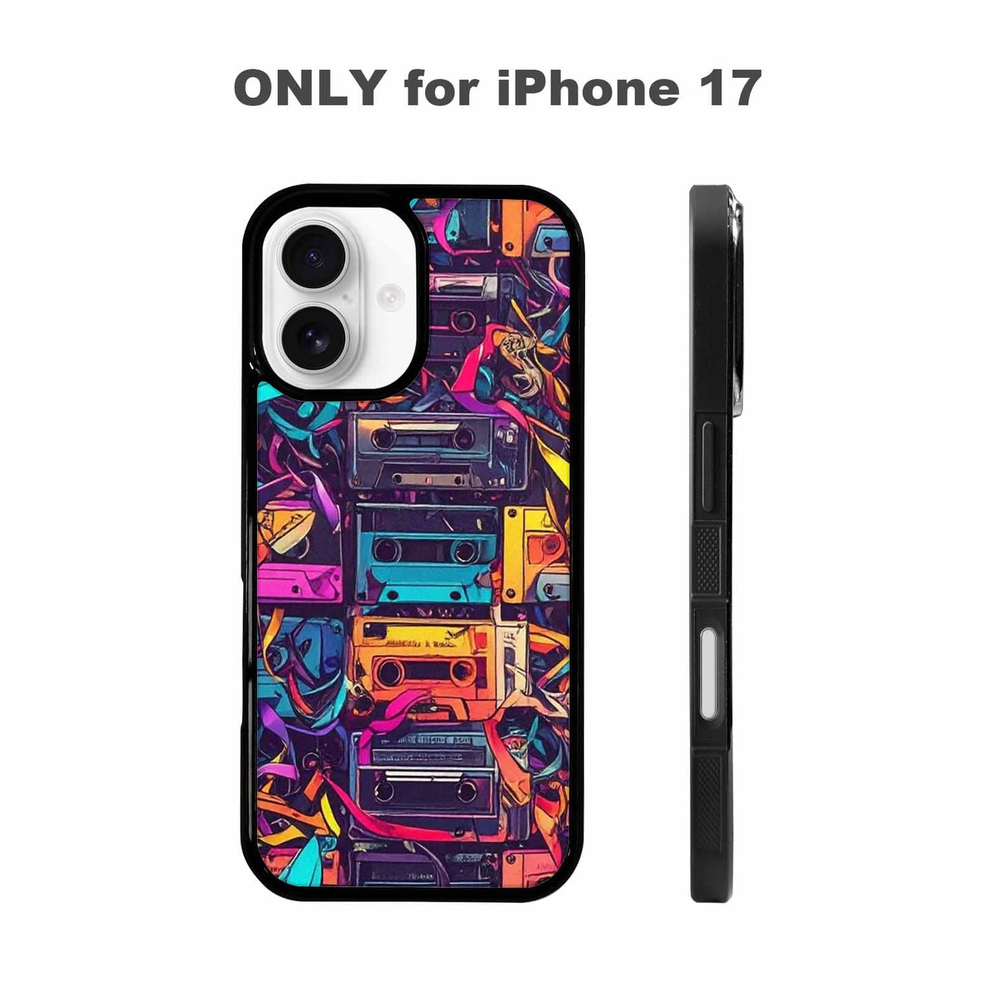 iPhone 17 Case — Retro Cassette Tape Pattern Retro Vintage, Custom Art Phone Cover