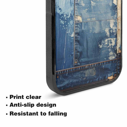 iPhone 15 Case — Denim Distressed Textures Print Edge To, Original Design Phone Case