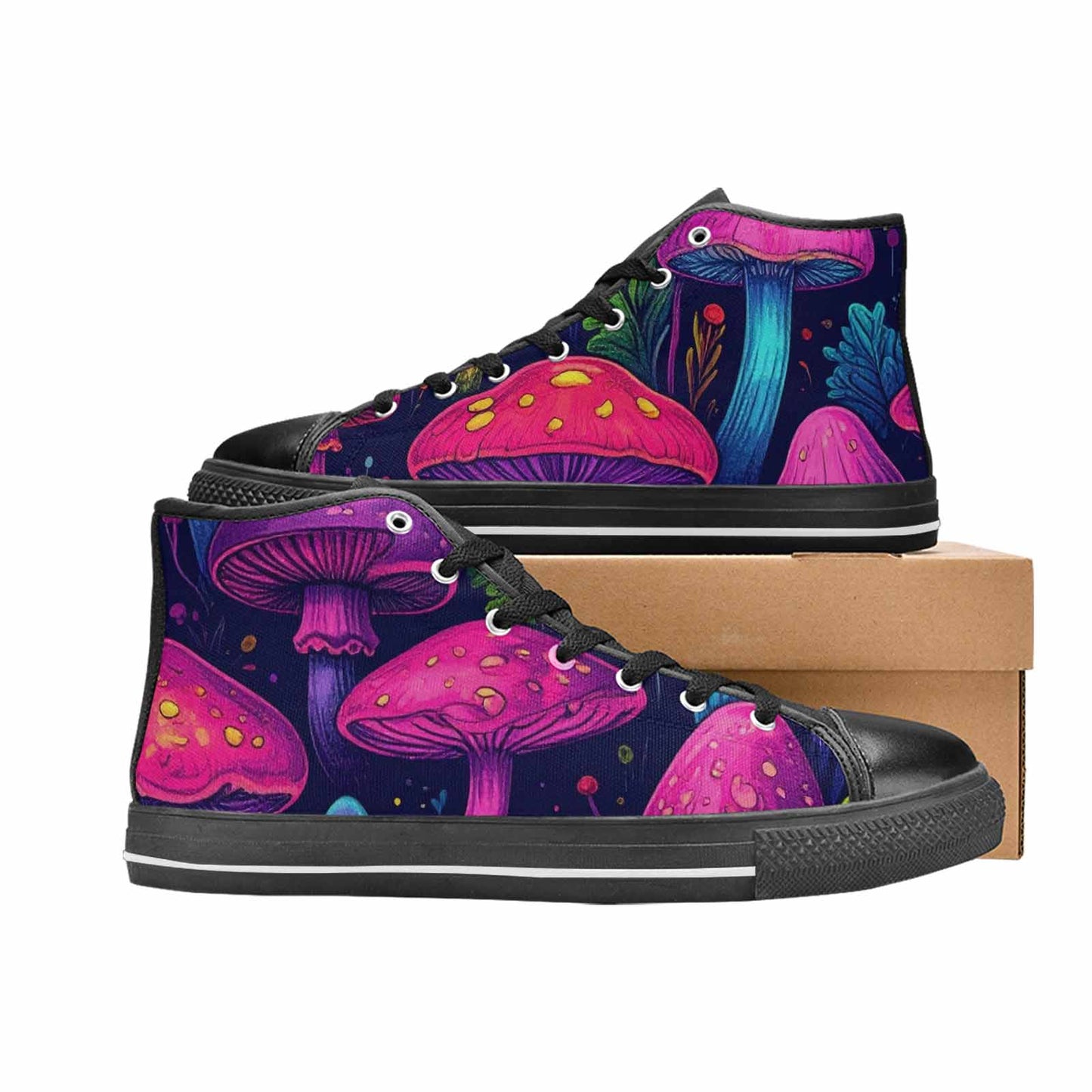 WOMEN'S Psychedelic Mushroom High Top Canvas Vivid Sneakers