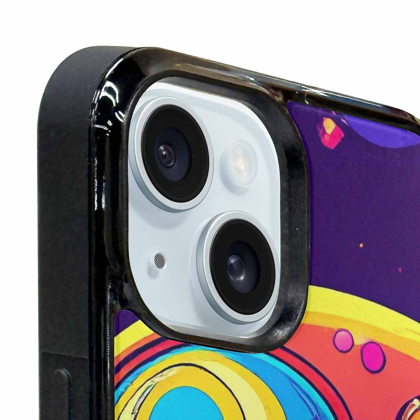iPhone 15 Plus Case — Alien Ufo Cartoon Art Pattern Groovy, Custom Designed Case Cover