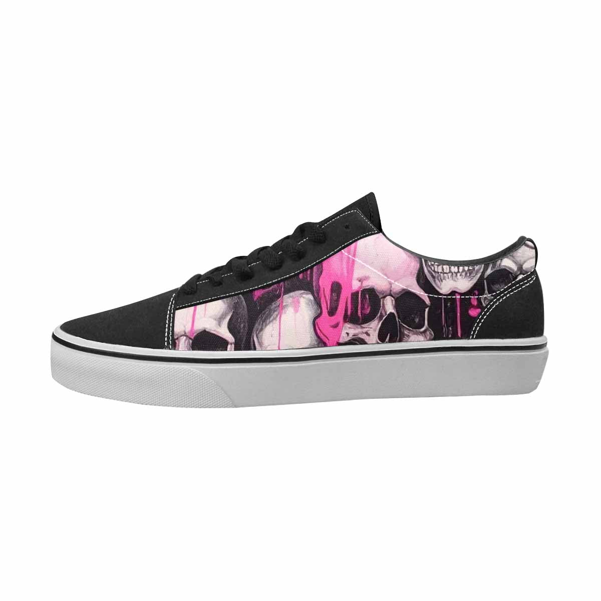 MEN'S Skulls Black & Pink Ink Canvas Boutique Dreamcore Custom Print Sneakers