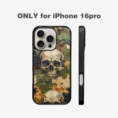 iPhone 16 Pro Case — Military Camo Texture Combined With Distressed, Customized Protective Case