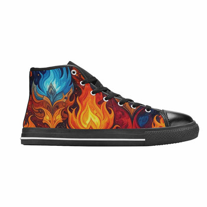 WOMEN'S Fire Flame High Top Canvas Surreal Custom Shoes