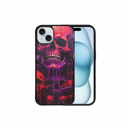 iPhone 15 Plus Case — Red Purple Skeletons Neon Drip Melting, Custom Print Case Cover
