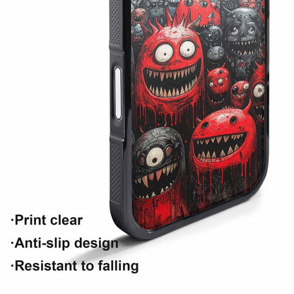 iPhone 17 Pro Max Case — Black &amp; Red Ink Cartoon Cute, Custom Phone Case