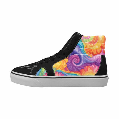 MEN'S Tie Dye Swirls Tie High Top Canvas Wallpaper Art Sneakers