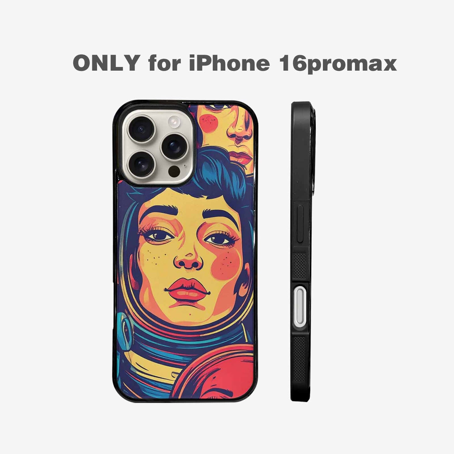 iPhone 16 Pro Max Case — Retro Astronaut Cartoon Art Pattern Groovy, Unique Phone Case Design