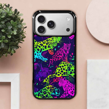 iPhone 17 Pro Max Case — Leopard Print Neon Seamless Animal Print, Custom Printed Phone Case