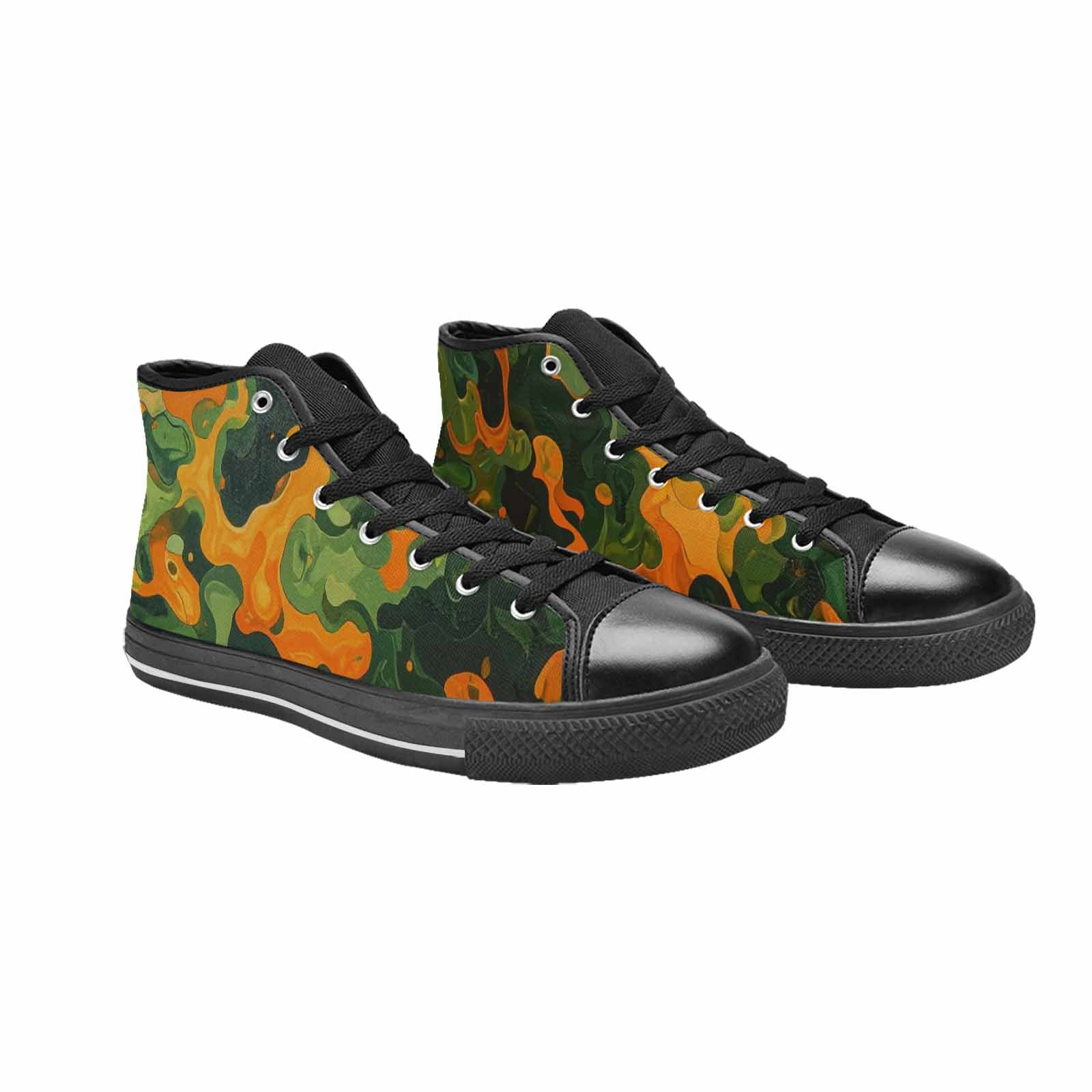 MEN'S Military Camouflage Blotch High Top Canvas Wallpaper Art Shoes