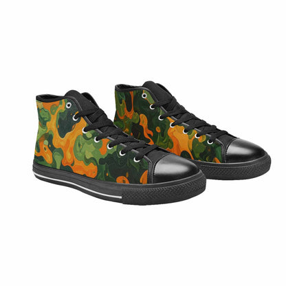 MEN'S Military Camouflage Blotch High Top Canvas Wallpaper Art Shoes