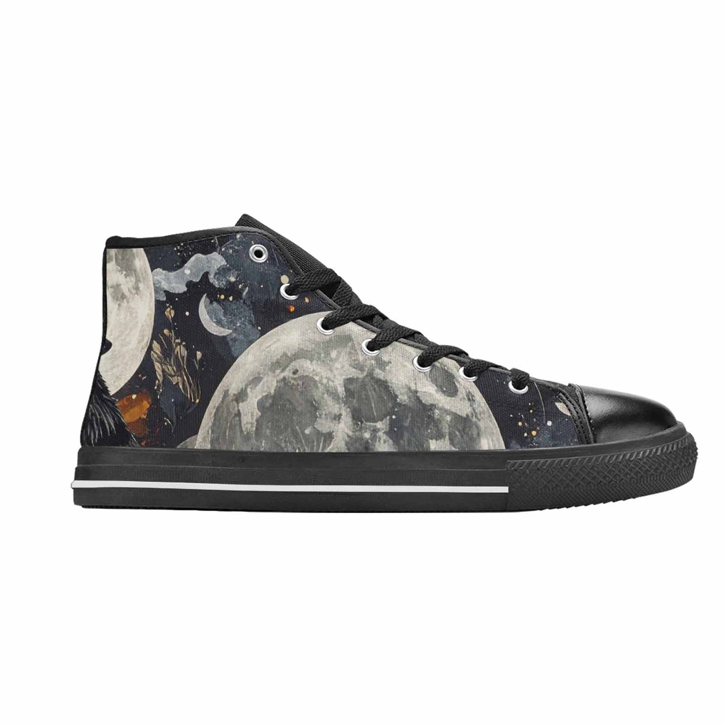 WOMEN'S Wolf Silhouette Moon High Top Canvas Vivid Shoes