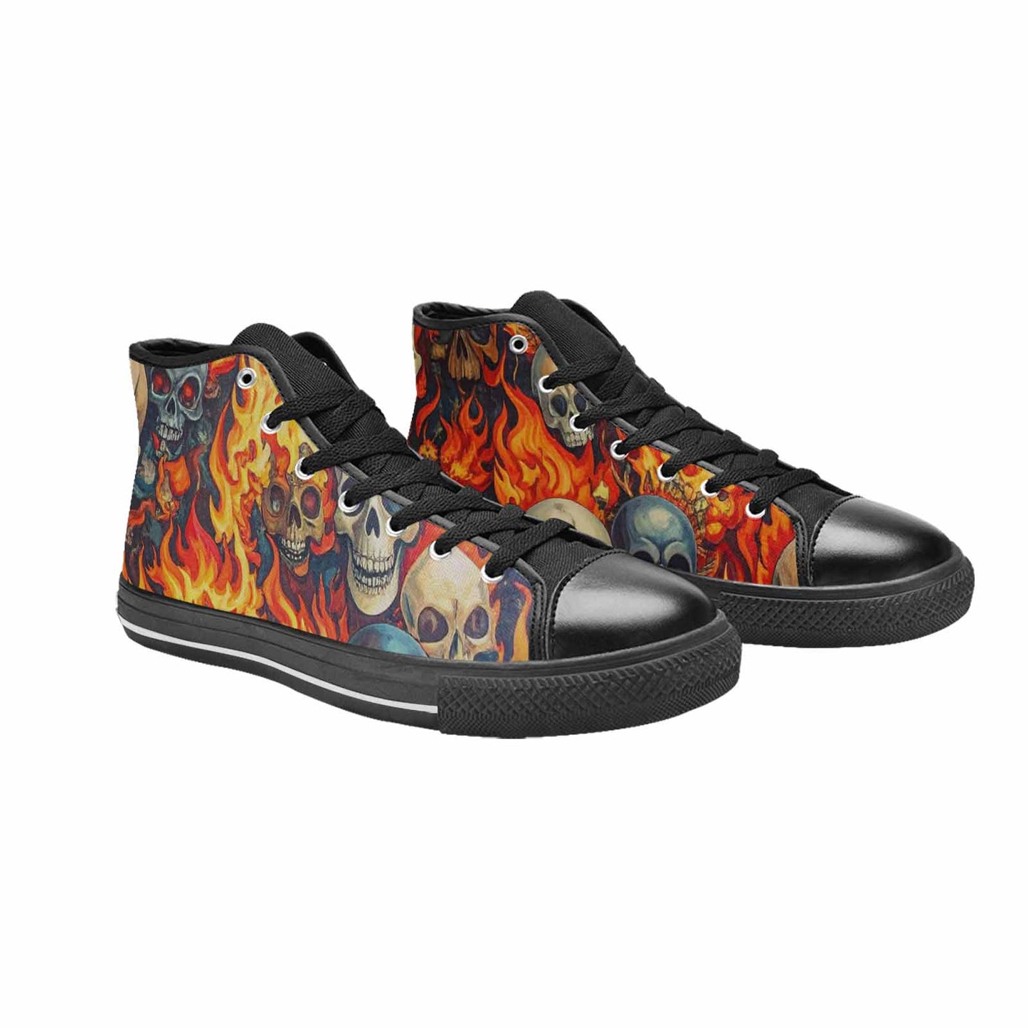 MEN'S Skulls - Flaming High Top Canvas Dark Academia Sneakers