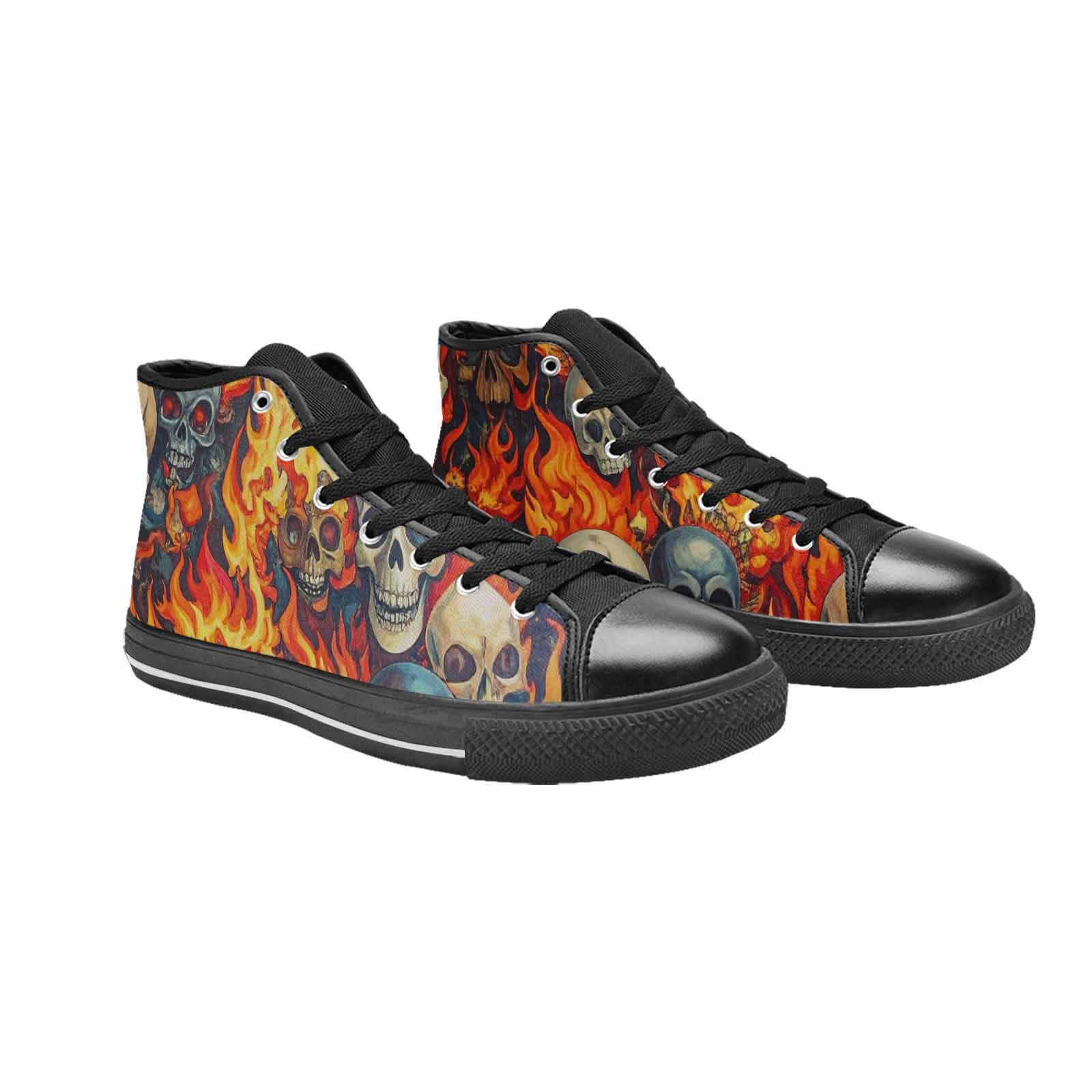 MEN'S Skulls - Flaming High Top Canvas Dark Academia Sneakers