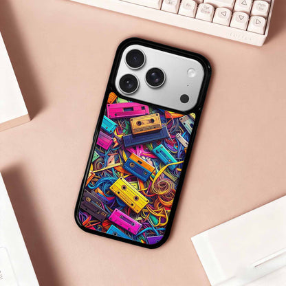 iPhone 17 Pro Case — Retro Cassette Tape Pattern Hundreds Retro, Custom Art Phone Cover