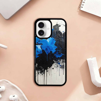 iPhone 17 Case — Black &amp; Blue Ink Camo, Original Design Phone Case