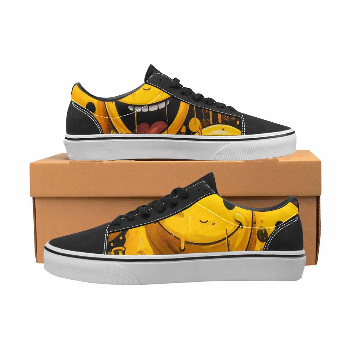 WOMEN'S Melting Moon Smiley — Lace-Up Canvas Neon Fantasy Shoes