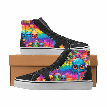 WOMEN'S Alien High Top Canvas Bold Print Wallpaper Art Sneakers