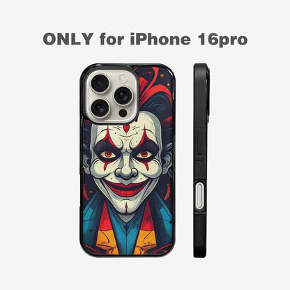 iPhone 16 Pro Case — Evil Circus Heads Faces Overlapping Patterns, Original Design Phone Case